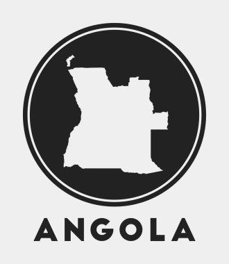 Ülke haritalı Angola simgesi yuvarlak logosu ve harita vektörlü stil Angola rozeti