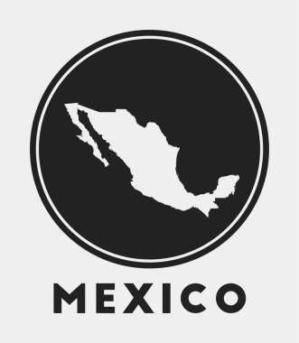 Ülke haritalı Meksika simgesi yuvarlak logosu ve harita vektörlü stil Meksika rozeti