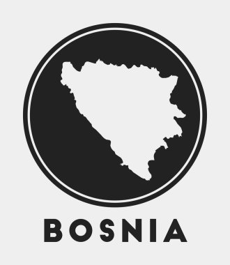 Ülke haritası ve başlıklı Bosna sembol yuvarlak logosu harita vektörlü Bosna rozeti