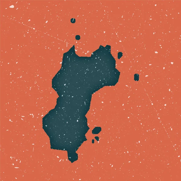 Mustique mapa do vintage Grunge mapa da ilha com textura angustiada Mustique cartaz Vector — Vetor de Stock