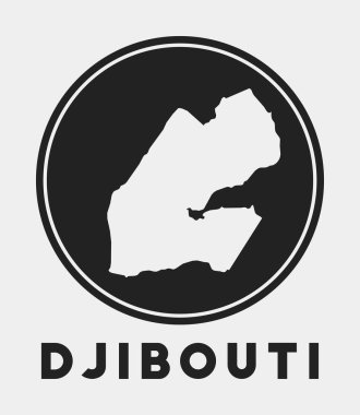 Ülke haritası ve başlıklı Cibuti simgesi yuvarlak logosu harita vektörlü stil Cibuti rozeti