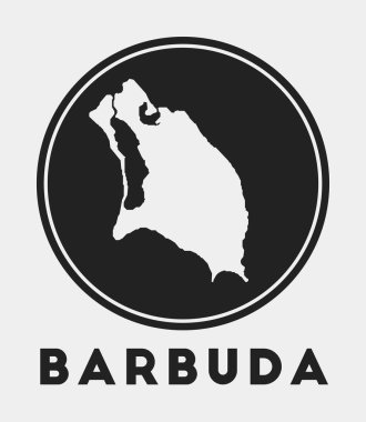 Ada haritalı Barbuda simgesi yuvarlak logosu ve harita vektörlü stil Barbuda rozeti