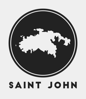 Ada haritası ve başlığı olan Saint John simgesi yuvarlak logosu harita vektörlü Aziz John rozeti