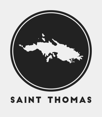 Ada haritası ve başlığı olan Aziz Thomas simgesi yuvarlak logosu harita vektörü ile stil sahibi Aziz Thomas rozeti