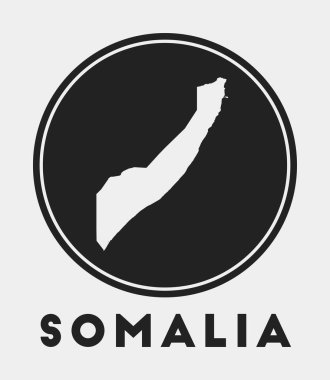 Ülke haritası ve başlıklı Somali simgesi yuvarlak logosu harita vektörlü stil Somali rozeti