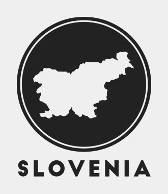 Ülke haritası ve başlıklı Slovenya simgesi Yuvarlak logosu harita vektörlü Slovenya stili rozet
