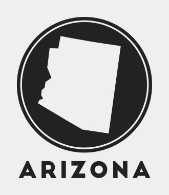 Arizona sembol yuvarlak logosu ile eyalet haritası ve başlık stil Arizona rozeti harita vektörü