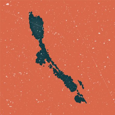 Losinj klasik haritası. Sıkıntılı dokuyla adanın Grunge haritası. Losinj posteri. Vektör illüstrasyonu.