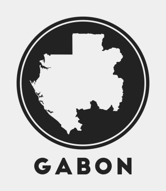 Gabon icon Round logo with country map and title Stylish Gabon badge with map Vector