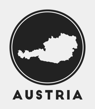 Austria icon Round logo with country map and title Stylish Austria badge with map Vector