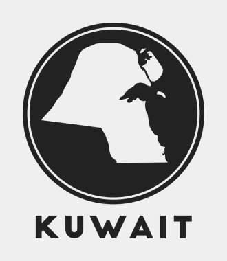 Kuwait icon Round logo with country map and title Stylish Kuwait badge with map Vector