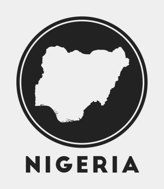 Nigeria icon. Round logo with country map and title. Stylish Nigeria badge with map. Vector illustration.