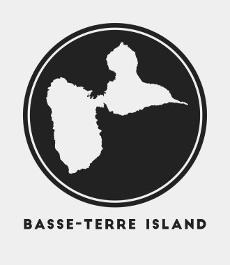 Basse-Terre Island icon. Round logo with map and title. Stylish Basse-Terre Island badge with map. Vector illustration.