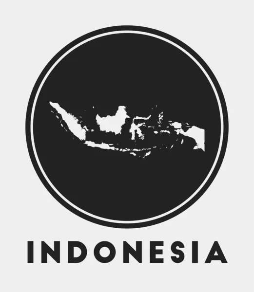 Ikona Indonezji Okrągłe Logo Mapą Kraju Tytułem Stylowa Odznaka Indonezji — Wektor stockowy