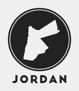 Ülke haritalı Ürdün simgesi yuvarlak logosu ve harita vektörlü Ürdün stili rozet