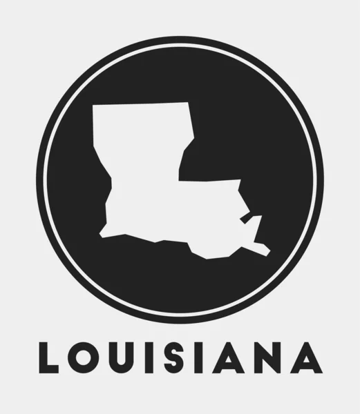 ルイジアナのアイコンだ 私たちとラウンドロゴ状態マップとタイトル 地図付きのスタイリッシュなルイジアナバッジ ベクターイラスト — ストックベクタ