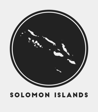 Solomon Adaları simgesi Ülke haritası ve başlıklı yuvarlak logo Haritalı Stil Solomon Adaları rozeti