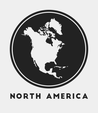 Kuzey Amerika sembol yuvarlak logosu kıta haritası ve başlık stili Kuzey Amerika rozeti haritalı