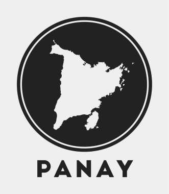 Ada haritalı Panay simgesi yuvarlak logosu ve harita vektörü illüstrasyonlu şık Panay rozeti