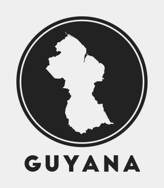 Ülke haritası ve başlıklı Guyana simgesi Yuvarlak logosu harita vektörlü Guyana rozeti