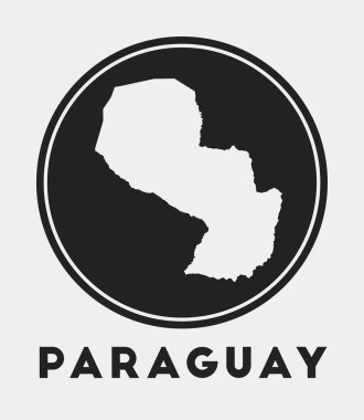 Ülke haritası ve başlığı ile Paraguay simgesi yuvarlak logosu harita vektörü ile stil Paraguay rozeti