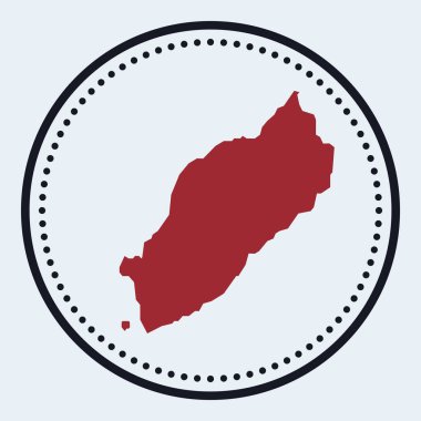 Itsukushima yuvarlak damgalı. Üzerinde ada haritası ve başlığı olan yuvarlak logo. Minimum Itsukushima rozeti.