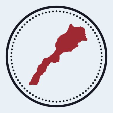Ülke haritası ve başlığı olan yuvarlak Fas damgalı yuvarlak logosu haritalı minimal Fas rozeti
