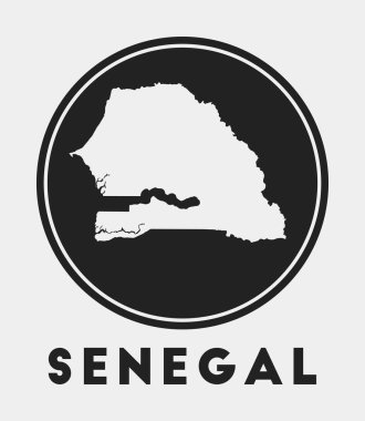 Ülke haritası ve başlıklı Senegal simgesi Yuvarlak logosu Harita Vektörü ile Senegal rozeti