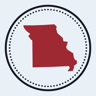 Missouri yuvarlak amblemi. Üzerinde eyalet haritası ve başlığı olan yuvarlak amblem. Minimum Missouri rozeti var.