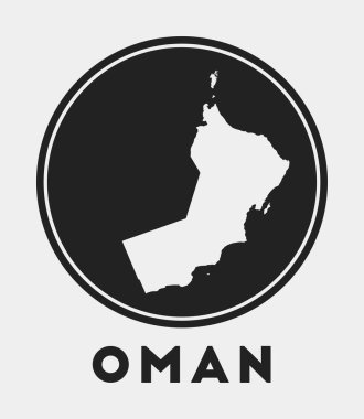 Ülke haritalı Umman simgesi yuvarlak logosu ve harita vektörü illüstrasyonlu stil sahibi Umman rozeti