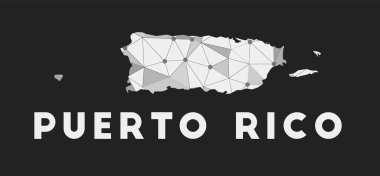 Porto Riko iletişim ağı haritası. Puerto Riko. Koyu renkli geometrik tasarım.