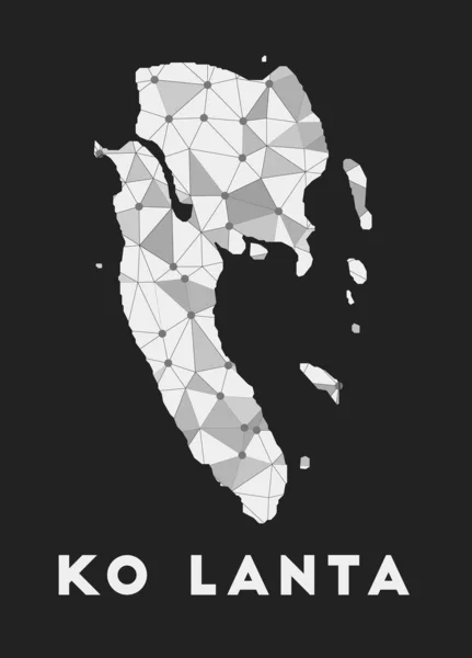 Карта коммуникационной сети Ко Ланта острова Ко Ланта модный геометрический дизайн на темном фоне — стоковый вектор