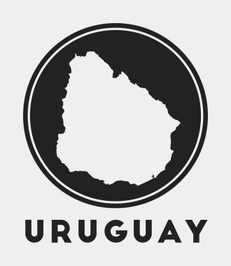 Ülke haritası ve başlıklı Uruguay simgesi Yuvarlak logosu harita vektörlü Uruguay rozeti