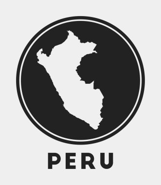 Ülke haritası ve başlıklı Peru simgesi yuvarlak logosu harita vektörü illüstrasyonlu stil Peru rozeti