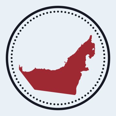 Ülke haritası ve başlığı olan yuvarlak pul yuvarlak logosu harita vektörlü minimal BAE rozeti