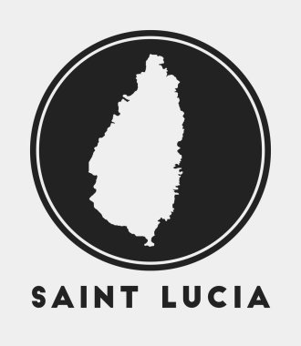 Ada haritalı ve başlıklı Aziz Lucia simgesi yuvarlak logosu harita vektörlü Aziz Lucia rozeti