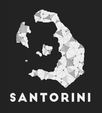 Santorini iletişim ağı haritası Santorini 'nin karanlık geometrik tasarımı
