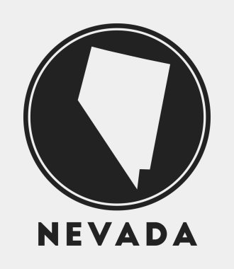 Nevada sembol yuvarlak logosu eyalet haritası ve başlığı harita vektörlü stil Nevada rozeti
