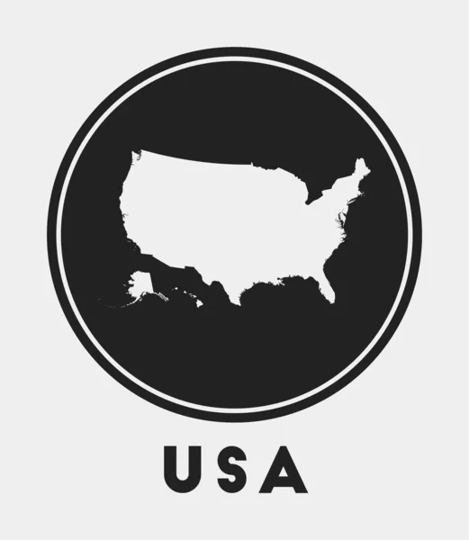 USA ikonen Rund logotyp med landskarta och titel Snygg USA bricka med karta Vektor illustration — Stock vektor
