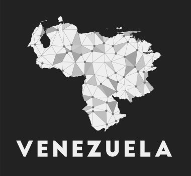 Venezuela 'nın Venezuela iletişim ağı haritası Venezuela' nın karanlık üzerine trend geometrik tasarımı