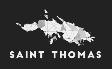 Saint Thomas iletişim ağı haritası. Saint Thomas. Karanlık Geometrik Tasarım.