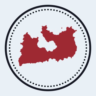 Miloş yuvarlak amblem. Üzerinde ada haritası ve başlığı olan yuvarlak amblem. Haritalı en az Miloş rozeti.