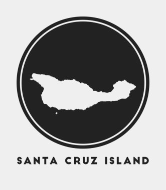 Santa Cruz Adası sembol yuvarlak logosu ada haritası ve başlığı şık Santa Cruz Adası rozeti ile