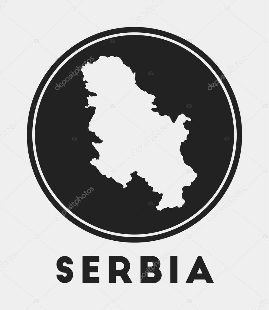 Serbia icon Round logo with country map and title Stylish Serbia badge with map Vector