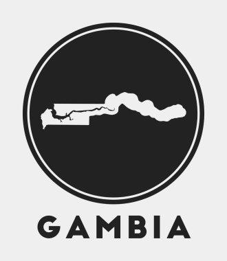 Ülke haritalı Gambiya simgesi yuvarlak logosu ve harita vektörlü stil Gambiya rozeti
