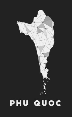 Phu Quoc  communication network map of island Phu Quoc trendy geometric design on dark background
