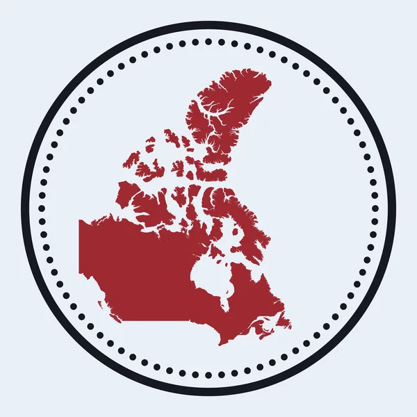 캐나다 라운드 우표 국가 지도와 제목 스타일 최소 캐나다 배지와 지도 — 스톡 벡터