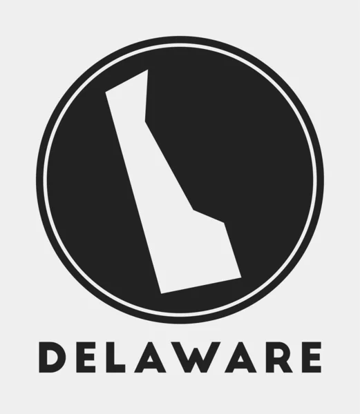 Icône Delaware Logo rond avec nous carte d'état et titre Insigne Delaware élégant avec carte vectorielle — Image vectorielle