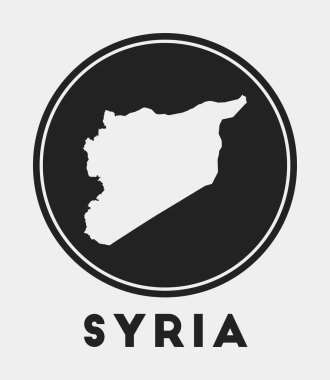 Ülke haritası ve başlıklı Suriye simgesi Yuvarlak logosu harita vektörlü Suriye stili rozet