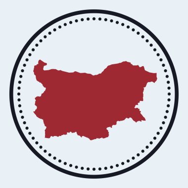 Bulgaristan yuvarlak amblemi ülke haritası ve başlığı en az Bulgaristan rozeti olan yuvarlak damgalı
